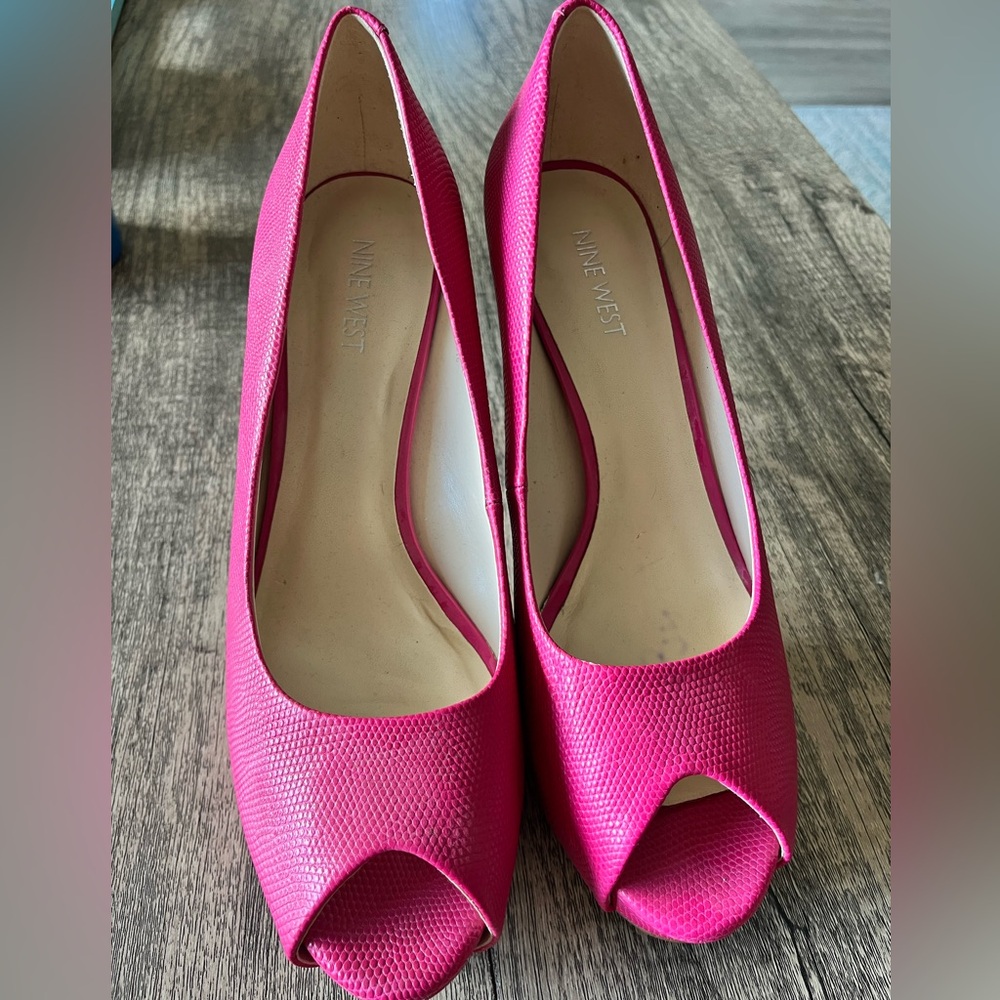 Nine West Hot Pink Peep Toe Heels